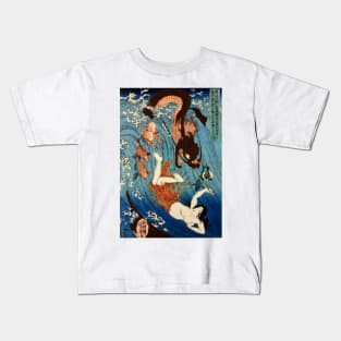 Samurai escaping from the Dragon King Kids T-Shirt